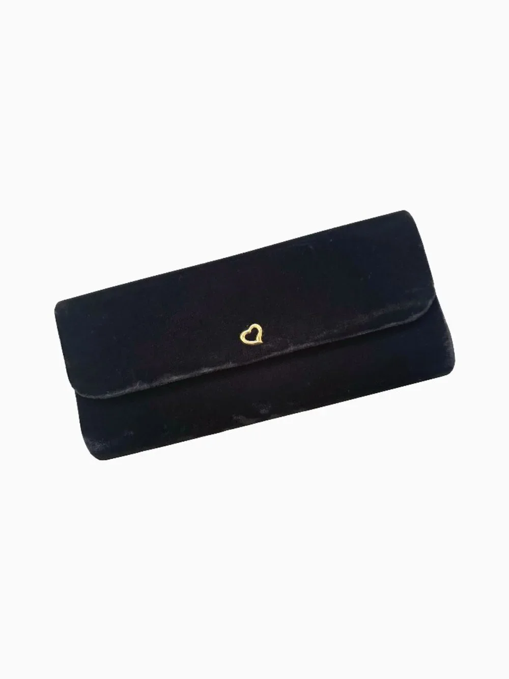 Vintage Victoria's Secret Black Velvet Clutch Evening Bag Gold Heart Whimsigoth